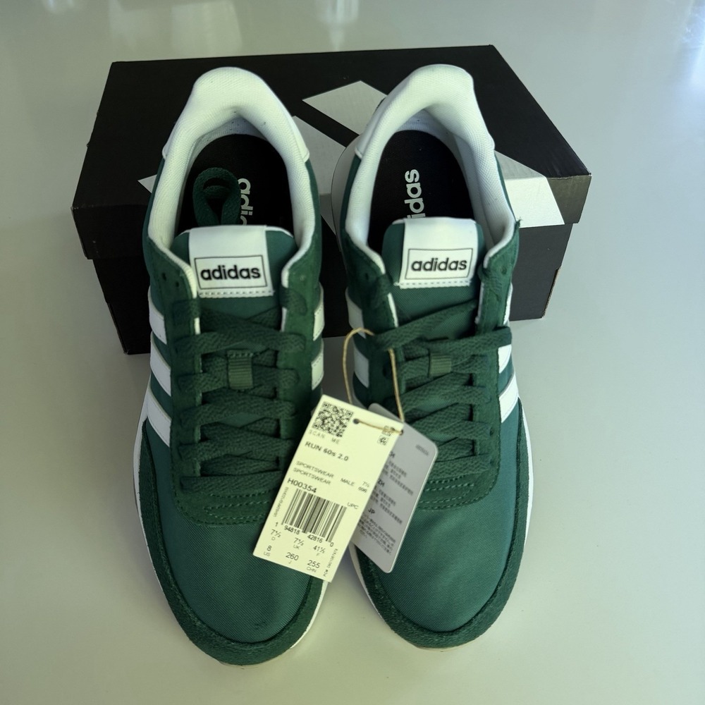 NEW Adidas Run 60s, Men's 8, Green/White HO0354 - Picture 4 of 7
